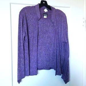 First Glance Sparkle 2 Piece Lavender Cardigan Set Size M